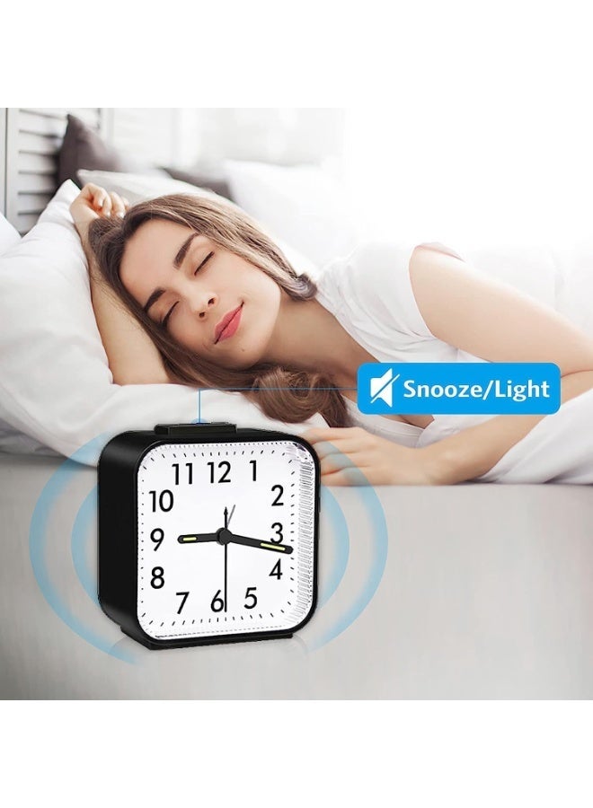 ChicAbode Silent Alarm Clocks Bedside, Battery Powered Non ticking Bedside Clock, with Luminous Pointer, Large Display Snooze, for Heavy Sleepers, Kids, Travel, Bedroom, Office, Easy to Read - Image 4